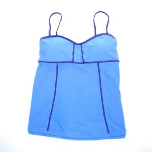 Athletech solid Design Tankini Top Size 20 Wrap women's Swim suit blue
